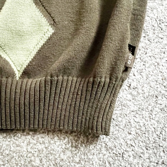 IZOD Green‎ Argyle Sweater Men's Size Medium 1/4 Zip Cotton Preppy Academia - Picture 4 of 5